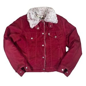 Vtg 70's Levi's For Gals Corduroy ‎ Burgundy/Red Trucker Jacket  Size Medium